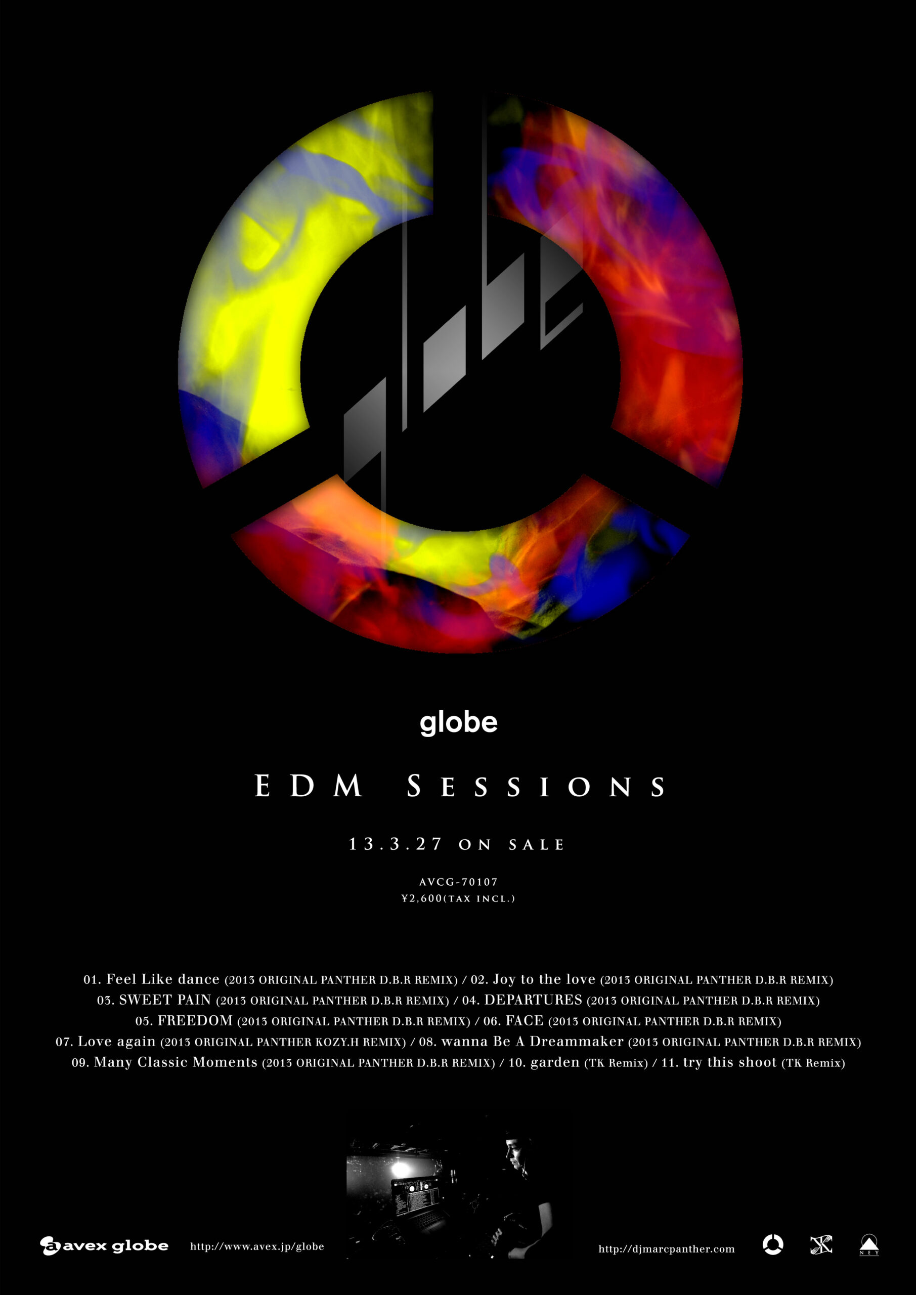 Poster photo of Marc Panther by Hiro Sato for a newly released album "globe EDM sessions"avex trax